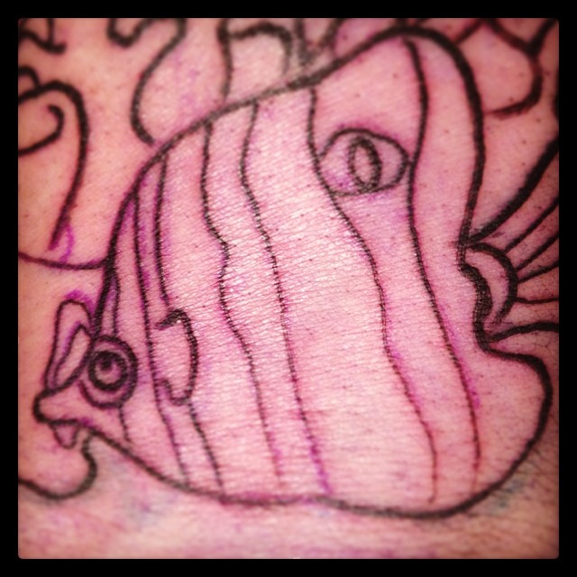 Something Fishy. #tattoo #ink #ocean# fish #sleeve #navy #roostertattoo @jonleightontattoo
