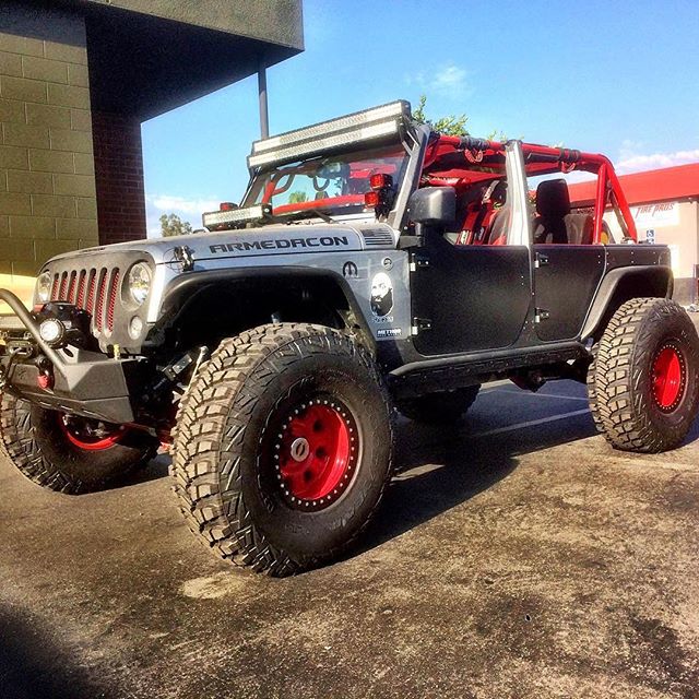 StankEye over at @RedlandsMotorsports getting some @Fox coilovers. (Picture by @bnbgoblin)  #ArmedaCon #armeda #OffRoad #Jeep #JK #crawler #SoCal #40s  O|||||||O