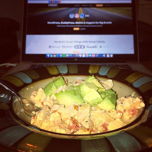 Chicken Scramble with Avocado while I work.