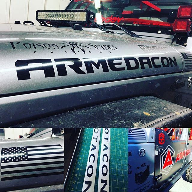 Hey Jeep heads! Are you looking for custom hood lettering decals? American flags? Custom logo decals? We got you covered!Customizable hood lettering: $20 (pair)American Flag decals: $10 (pair)Custom logo decals: Private Message @armedallc details for pricing#jeep #wrangler #jeeplife #jeepporn #jk #jku #offroad #4x4 #stickers #decals