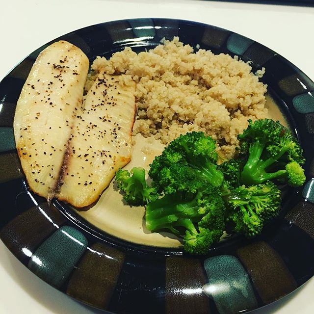 Tilapia with some quinoa and broccoli. #cleaneating #drecipes