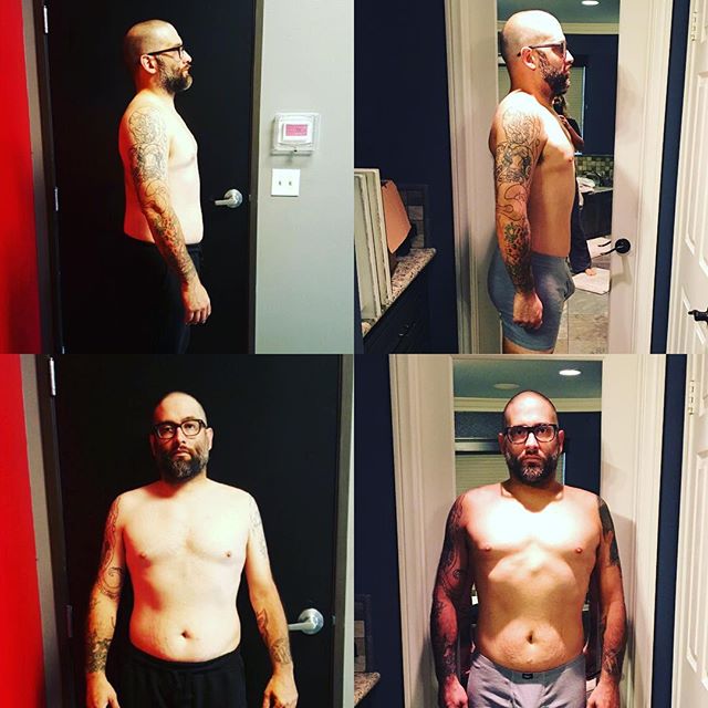 These pics aren't for you so don't hate! My progress from May to July. I have been eating cleaner, hitting the mats hard and strength/conditioning. Im down to 199-200 and have about 10-12lbs to go. I have a lot of work to do yet to reach my goals but I'm very excited about the progress. Big thanks to my BJJ Professor, @kway00 and my trainer @caseyleecorrigan for guiding me through this transformation. #carlsongracieteam #menifee #bjjjiujitsu #Selfmade #SelfMadeFamily #dowork #stankeye #onearmbandit