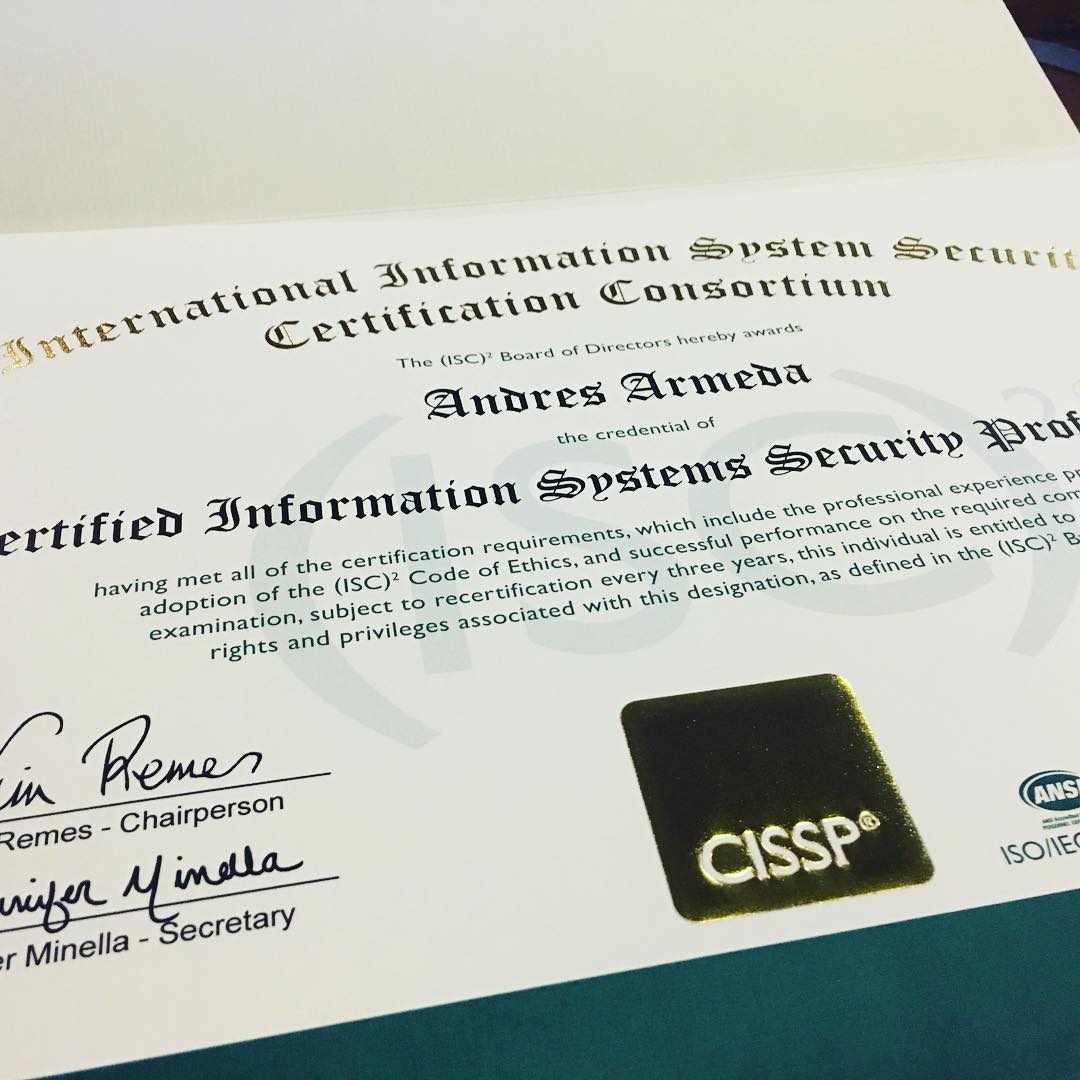 Another year as a CISSP. I certified in 2010 :) #infosec #cissp