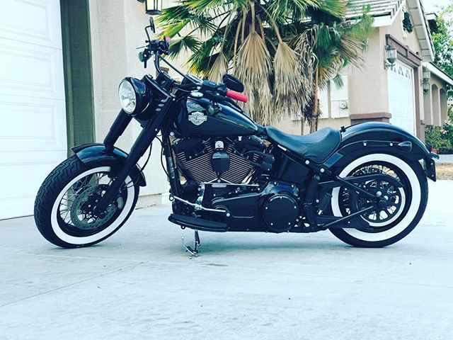 Red Grips and White Walls. #harley #softail #slim #s
